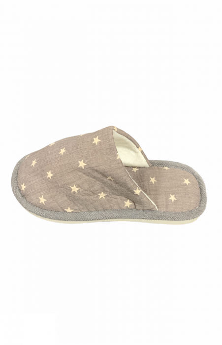 Papuci de casa pentru barbati, material textil, gri, imprimeu stelute, marime 42-43 [2]
