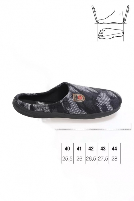 Papuci de casa pentru barbati, negru cu imprimeu camuflaj, marime 41, 26 centimetri, comozi si caldurosi [4]