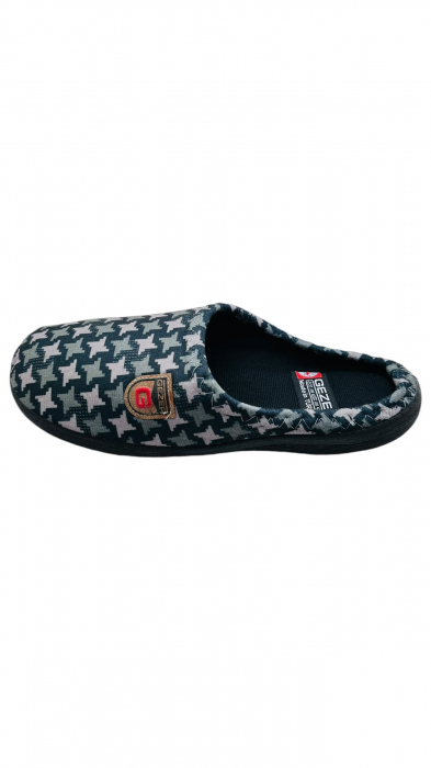 Papuci de casa pentru barbati, verde cu imprimeu stelute, marime 42, model cu calcai, 27 centimetri [2]