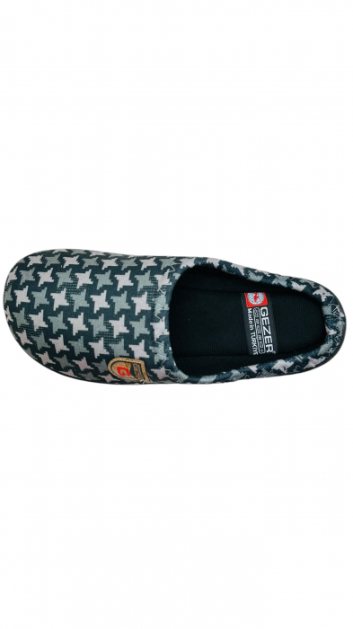 Papuci de casa pentru barbati, verde cu imprimeu stelute, marime 42, model cu calcai, 27 centimetri [3]