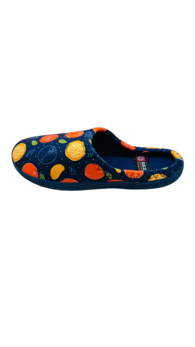 Papuci de casa pentru dama, albaștri cu imprimeu fructe, marime 36, 22.5 centimetri, comozi si caldurosi [2]