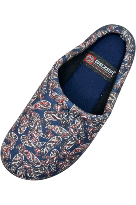 Papuci de casă damă albastru cu imprimeu floral – model confortabil elegant [4]