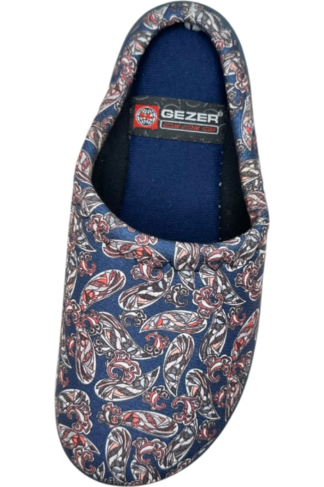 Papuci de casă damă albastru cu imprimeu floral – model confortabil elegant [5]