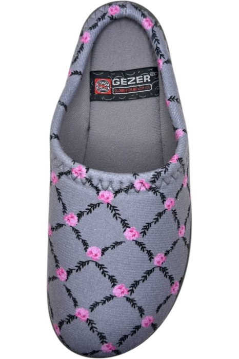 Papuci de casă damă gri cu model trandafiri– Confortabili & Călduroși [5]