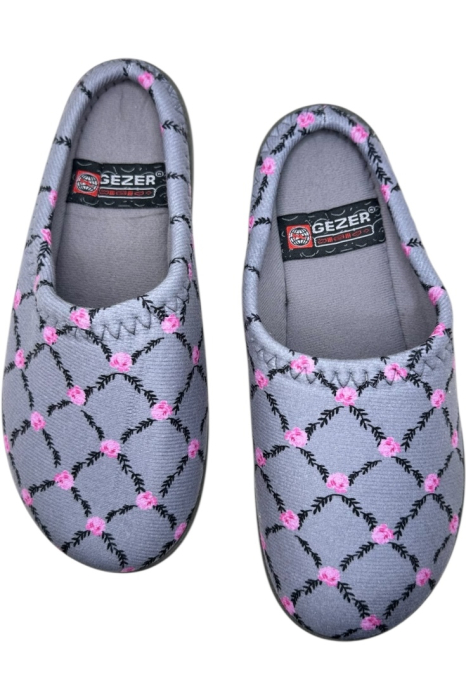 Papuci de casă damă gri cu model trandafiri– Confortabili & Călduroși [6]