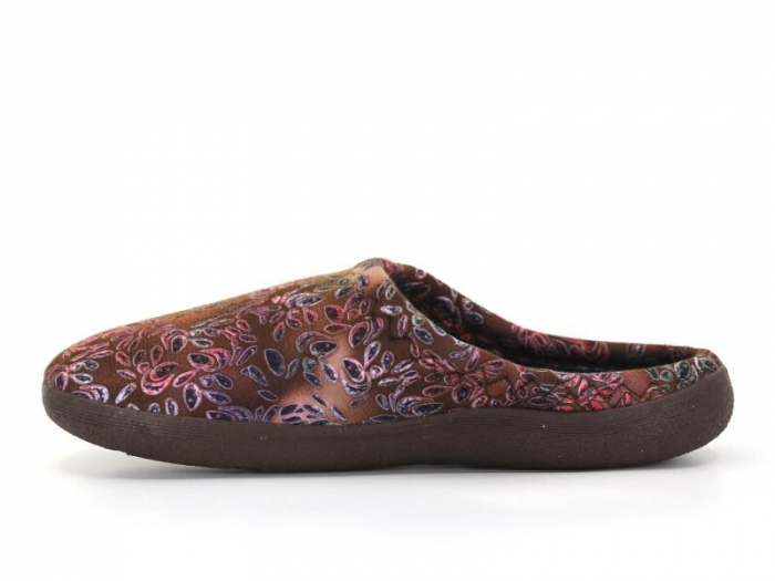Papuci de casa pentru dama, maro cu imprimeu floral, marime 36, 22.5 centimetri, comozi si caldurosi [5]