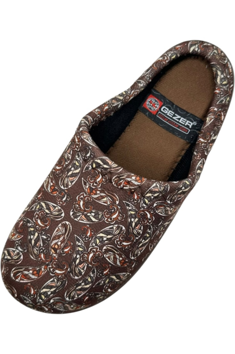 Papuci de casă damă maro cu imprimeu floral – model confortabil elegant [4]