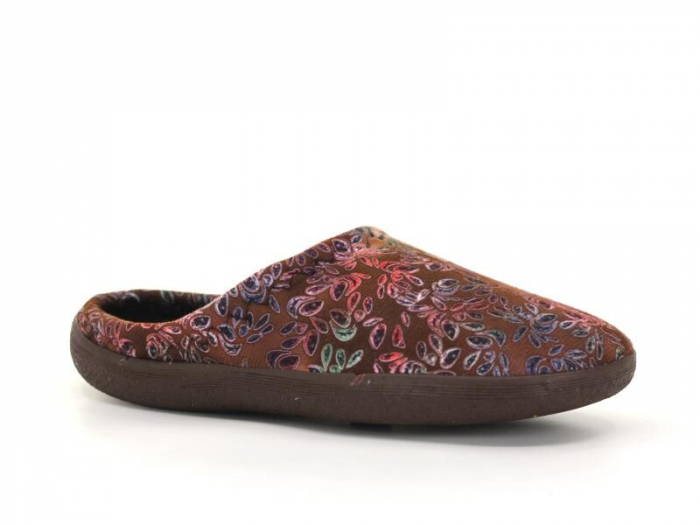 Papuci de casa pentru dama, maro cu imprimeu floral, marime 36, 22.5 centimetri, comozi si caldurosi [3]