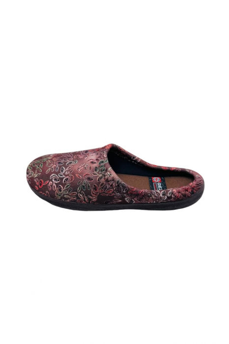 Papuci de casa pentru dama, maro cu imprimeu floral, marime 36, 22.5 centimetri, comozi si caldurosi [2]