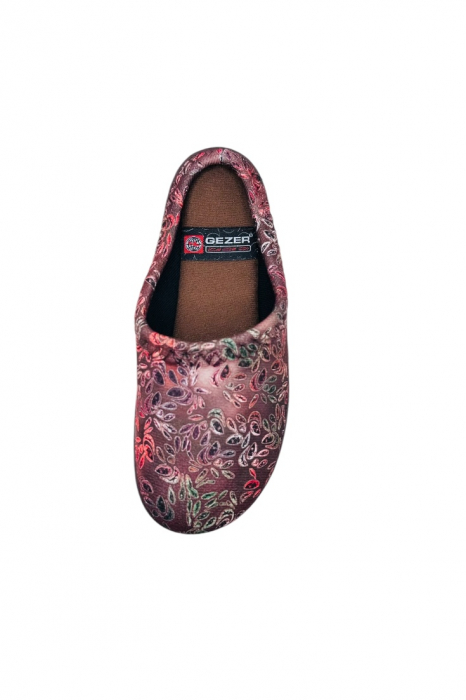 Papuci de casa pentru dama, maro cu imprimeu floral, marime 36, 22.5 centimetri, comozi si caldurosi [7]