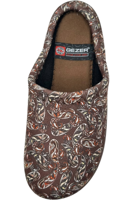 Papuci de casă damă maro cu imprimeu floral – model confortabil elegant [5]