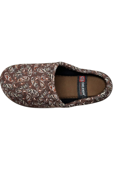 Papuci de casă damă maro cu imprimeu floral – model confortabil elegant [3]