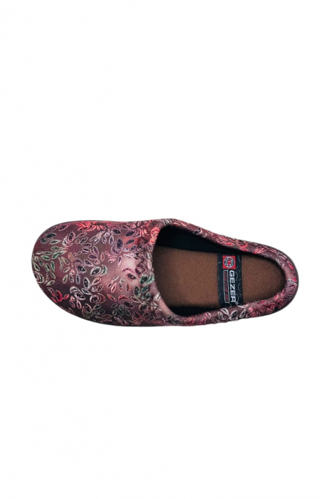 Papuci de casa pentru dama, maro cu imprimeu floral, marime 36, 22.5 centimetri, comozi si caldurosi [4]