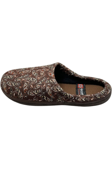 Papuci de casă damă maro cu imprimeu floral – model confortabil elegant [2]