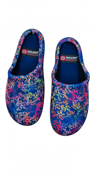 Papuci de casa pentru dama, multicolor cu imprimeu floral, marime 36, 22.5 centimetri, comozi si caldurosi [4]
