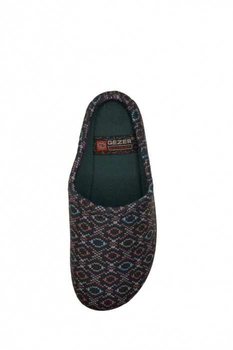Papuci de casa pentru dama, verde, marime 36, material textil, imprimeu forme geometrice, 23 centimetri [4]