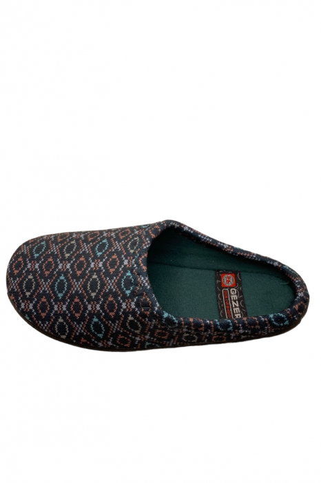 Papuci de casa pentru dama, verde, marime 36, material textil, imprimeu forme geometrice, 23 centimetri [2]