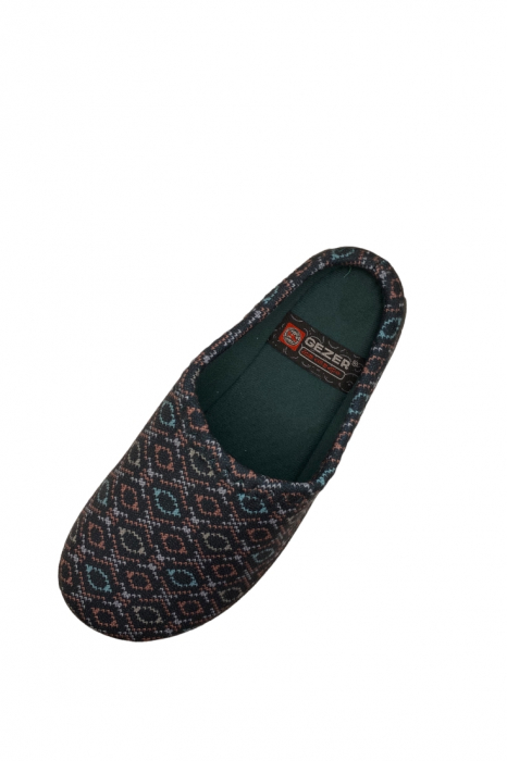 Papuci de casa pentru dama, verde, marime 36, material textil, imprimeu forme geometrice, 23 centimetri [5]