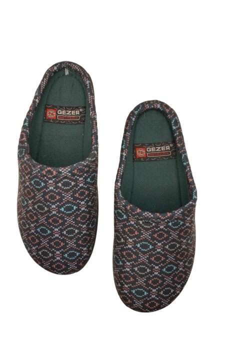 Papuci de casa pentru dama, verde, marime 36, material textil, imprimeu forme geometrice, 23 centimetri [3]