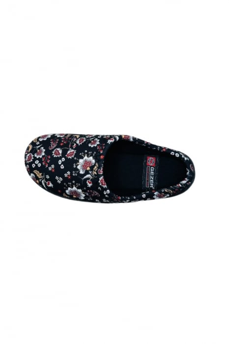 Papuci de casa pentru dama, negru cu flori, marime 36, 22.5 centimetri, comozi si caldurosi [3]