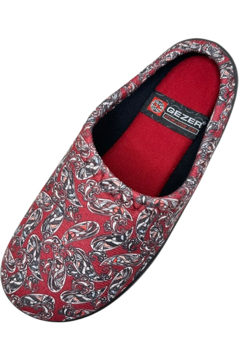 Papuci de casă damă roșii cu imprimeu floral – model confortabil elegant [4]
