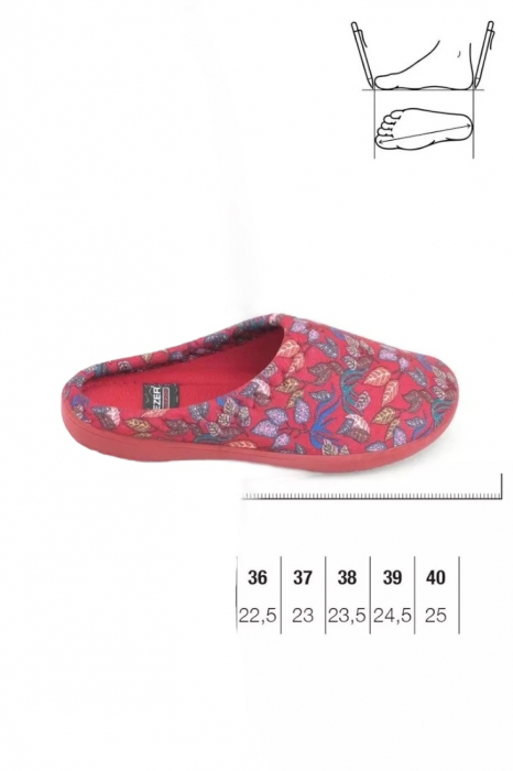 Papuci de casa pentru dama, roșu cu imprimeu floral, marime 41, 25.5 centimetri, comozi si caldurosi [5]