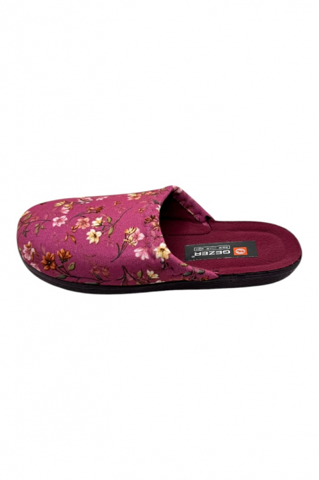 Papuci de casa pentru dama, roz cu imprimeu floral, marime 39, 24 centimetri, comozi si caldurosi [2]