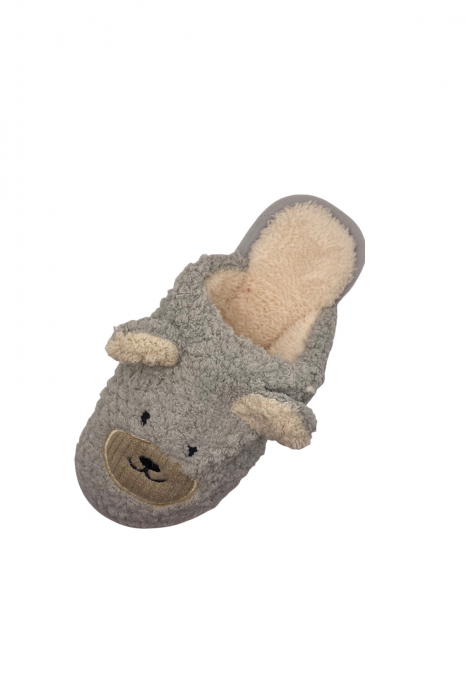 Papuci de casa pentru dama, gri cu imprimeu ursuleti, marime 40-41, 27 centimetri [3]