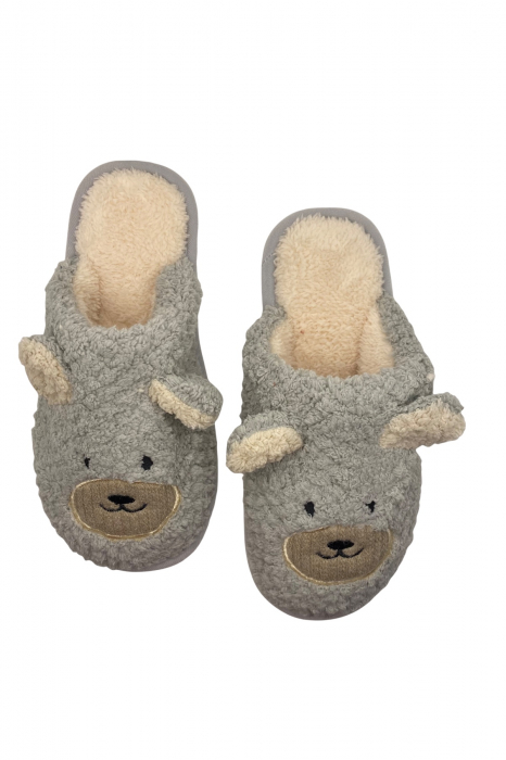 Papuci de casa pentru dama, gri cu imprimeu ursuleti, marime 40-41, 27 centimetri [1]