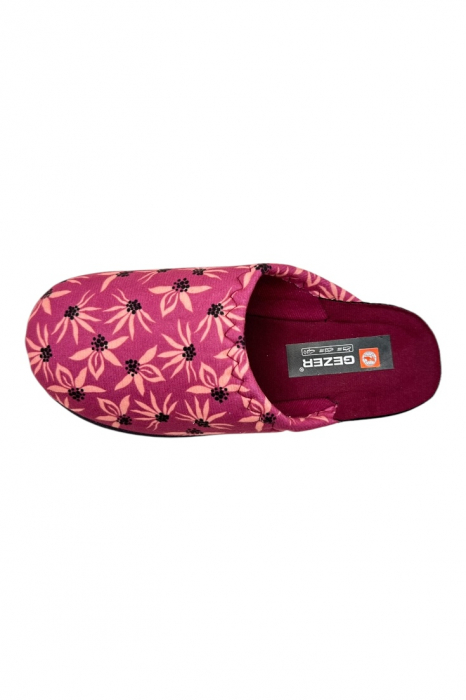 Papuci de casa pentru dama, roz rafuit cu imprimeu floral, marime 37, 23 centimetri, comozi si caldurosi [3]