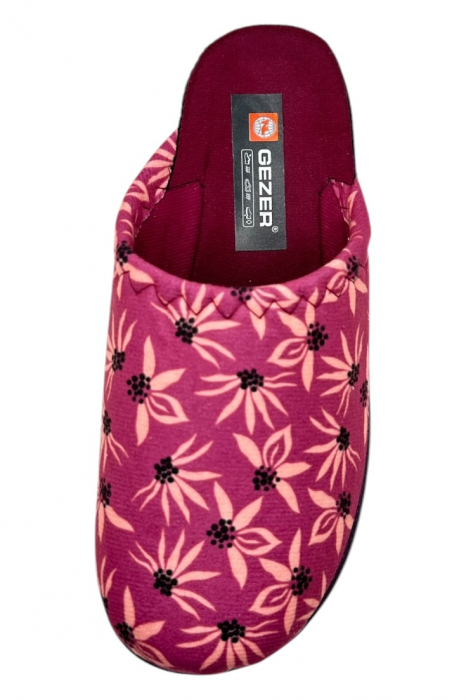 Papuci de casa pentru dama, roz rafuit cu imprimeu floral, marime 37, 23 centimetri, comozi si caldurosi [5]