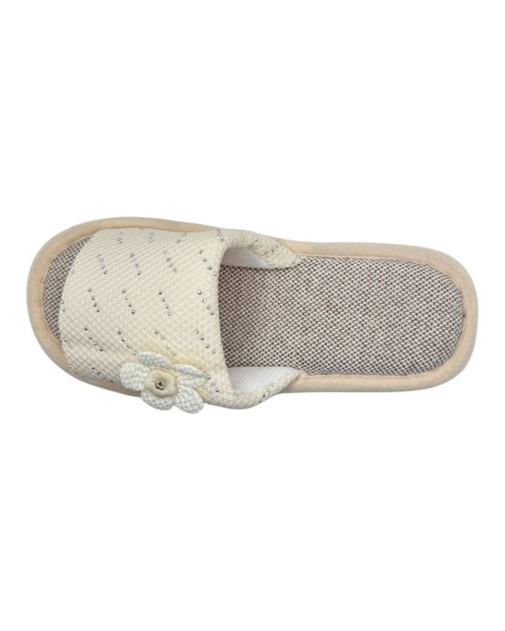 Papuci de casă damă Tecos® alb cu floare 3D și talpă confortabilă respirabilă – mărimi 36-41 [3]