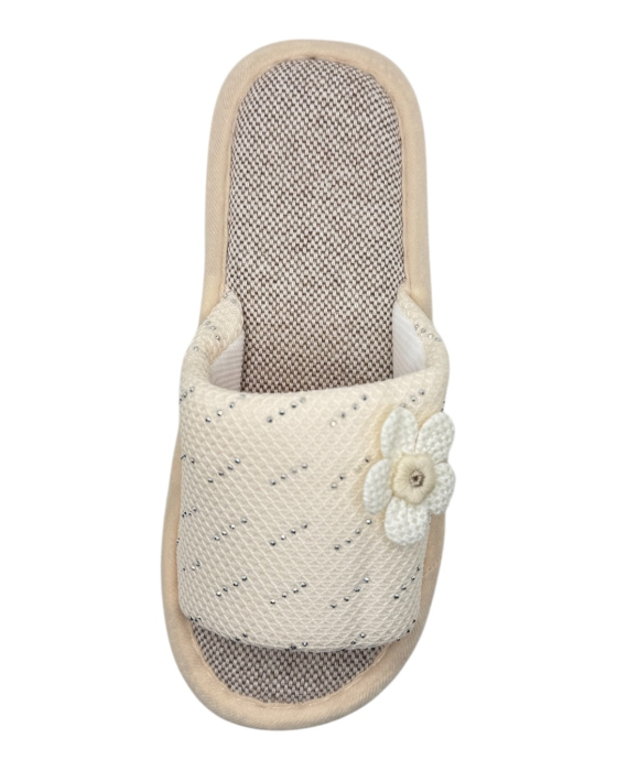 Papuci de casă damă Tecos® alb cu floare 3D și talpă confortabilă respirabilă – mărimi 36-41 [4]