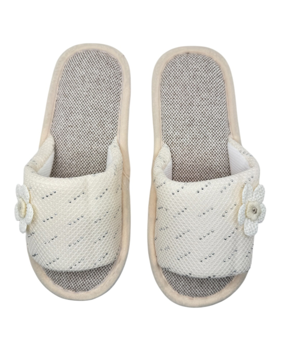 Papuci de casă damă Tecos® alb cu floare 3D și talpă confortabilă respirabilă – mărimi 36-41 [5]