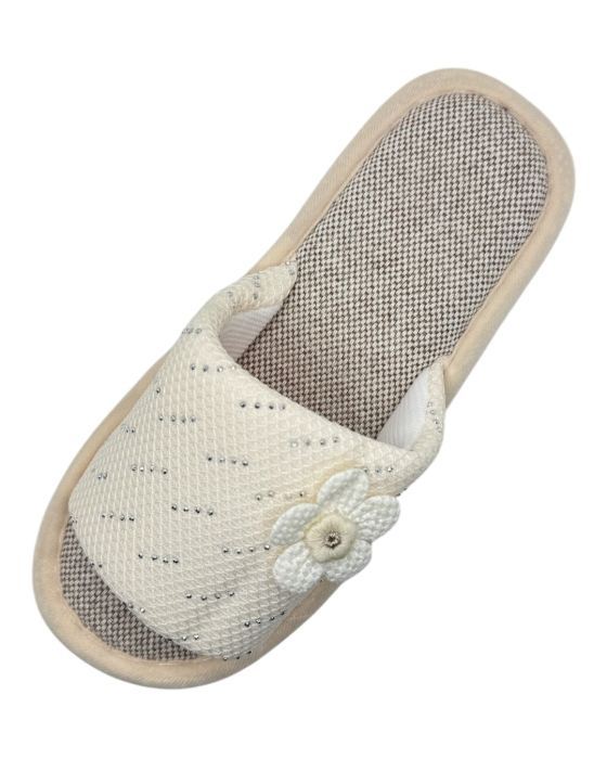 Papuci de casă damă Tecos® alb cu floare 3D și talpă confortabilă respirabilă – mărimi 36-41 [6]