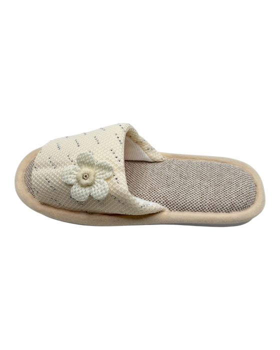 Papuci de casă damă Tecos® alb cu floare 3D și talpă confortabilă respirabilă – mărimi 36-41 [2]
