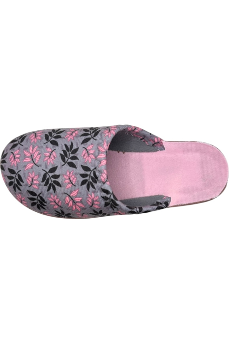 Papuci de casă damă Tecos® gri cu imprimeu floral – model elegant și confortabil [3]