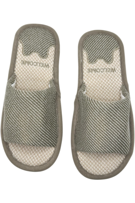 Papuci de casă damă Tecos gri imprimeu Welcome – confort și căldură [6]