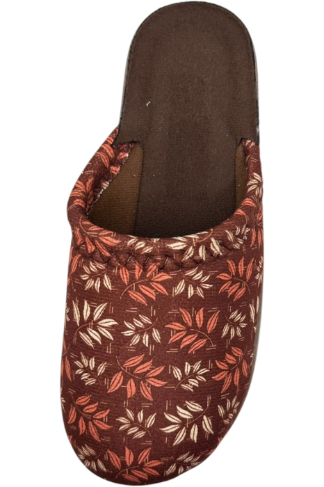 Papuci de casă damă Tecos® maro cu imprimeu floral – model elegant și confortabil [4]