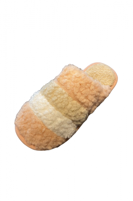 Papuci de casa pentru dama, portocaliu cu dungi colorate, marime 40-41, 27 centimetri [7]