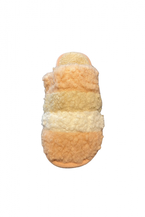 Papuci de casa pentru dama, portocaliu cu dungi colorate, marime 40-41, 27 centimetri [8]