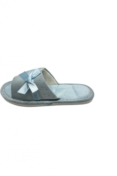 Papuci de casa pentru femei, Tecos®, albastru cu stelute aurii, confortabili, talpa respirabila, marime 40-41, 25 centimetri [2]