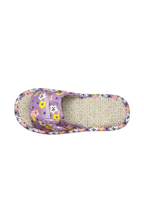 Papuci de casă pentru femei, Tecos®, mov cu model floral, confortabili, talpă respirabilă, marime 40-41, 25 centimetri [3]