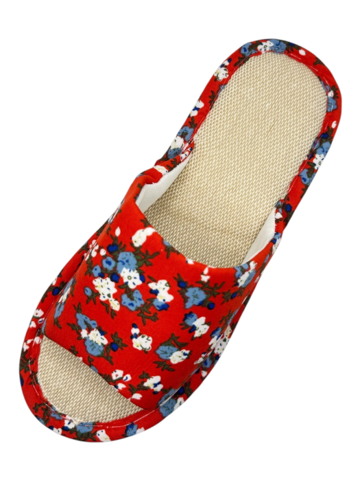Papuci de casă pentru femei Tecos® roșii cu model floral și talpă respirabilă – mărimi 36-41 [5]
