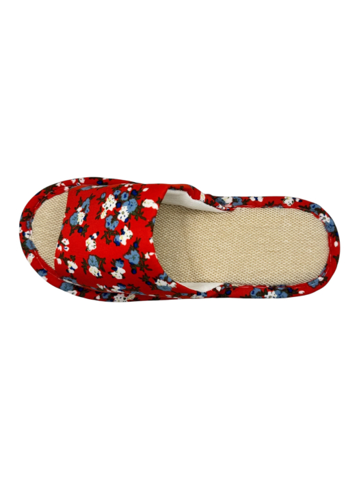 Papuci de casă pentru femei Tecos® roșii cu model floral și talpă respirabilă – mărimi 36-41 [6]