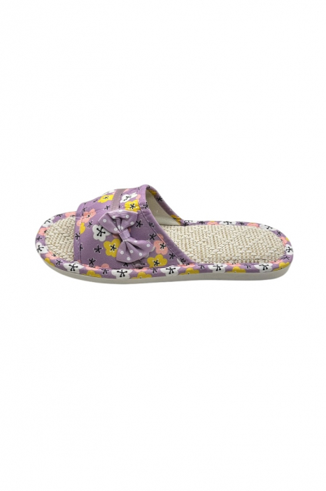 Papuci de casă pentru femei, Tecos®, mov cu model floral, confortabili, talpă respirabilă, marime 40-41, 25 centimetri [2]