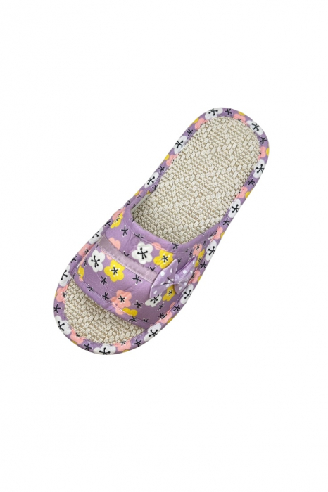 Papuci de casă pentru femei, Tecos®, mov cu model floral, confortabili, talpă respirabilă, marime 40-41, 25 centimetri [6]