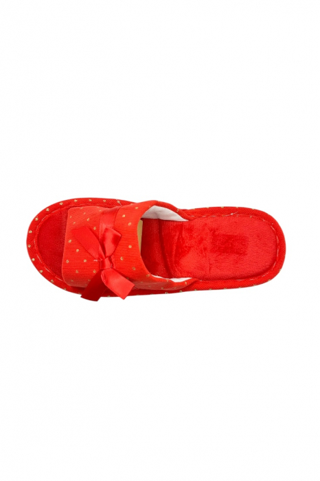Papuci de casa pentru femei, Tecos®, roșu cu stelute aurii, confortabili, talpa respirabila, marime 36-37, 23 centimetri [5]