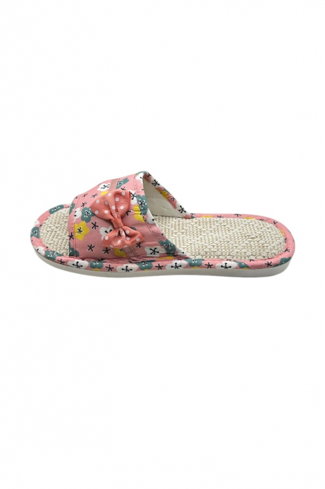 Papuci de casă pentru femei, Tecos®, roz cu model floral, confortabili, talpă respirabilă, marime 40-41, 25 centimetri [2]