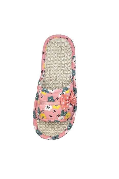 Papuci de casă pentru femei, Tecos®, roz cu model floral, confortabili, talpă respirabilă, marime 40-41, 25 centimetri [5]